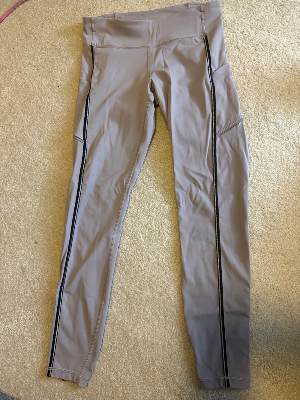 lululemon athletica taupe leggings with black piping